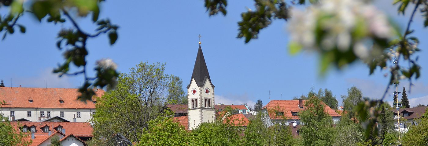 Panoramabild mit Blick auf Englmarer Pfarrkirche